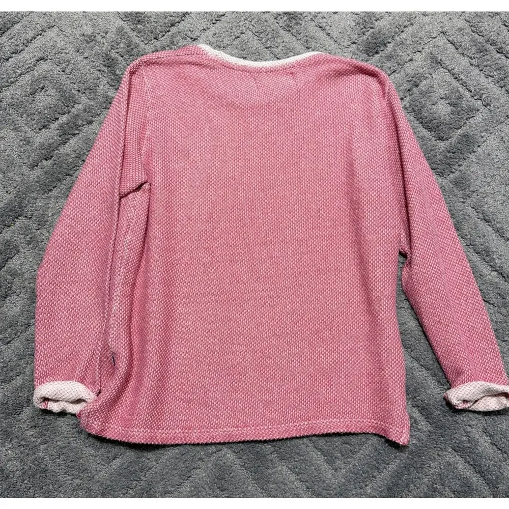 Southern Shirt Oversized Sweater Womens Large Pink Birdseye Crew Neck Casual